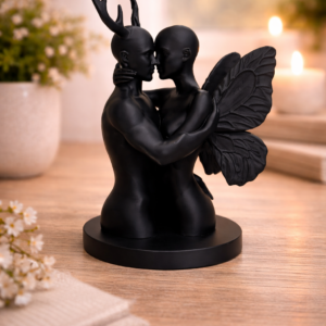 Union Silencieuse – Sculpture décorative couple ailé imprimée en 3D